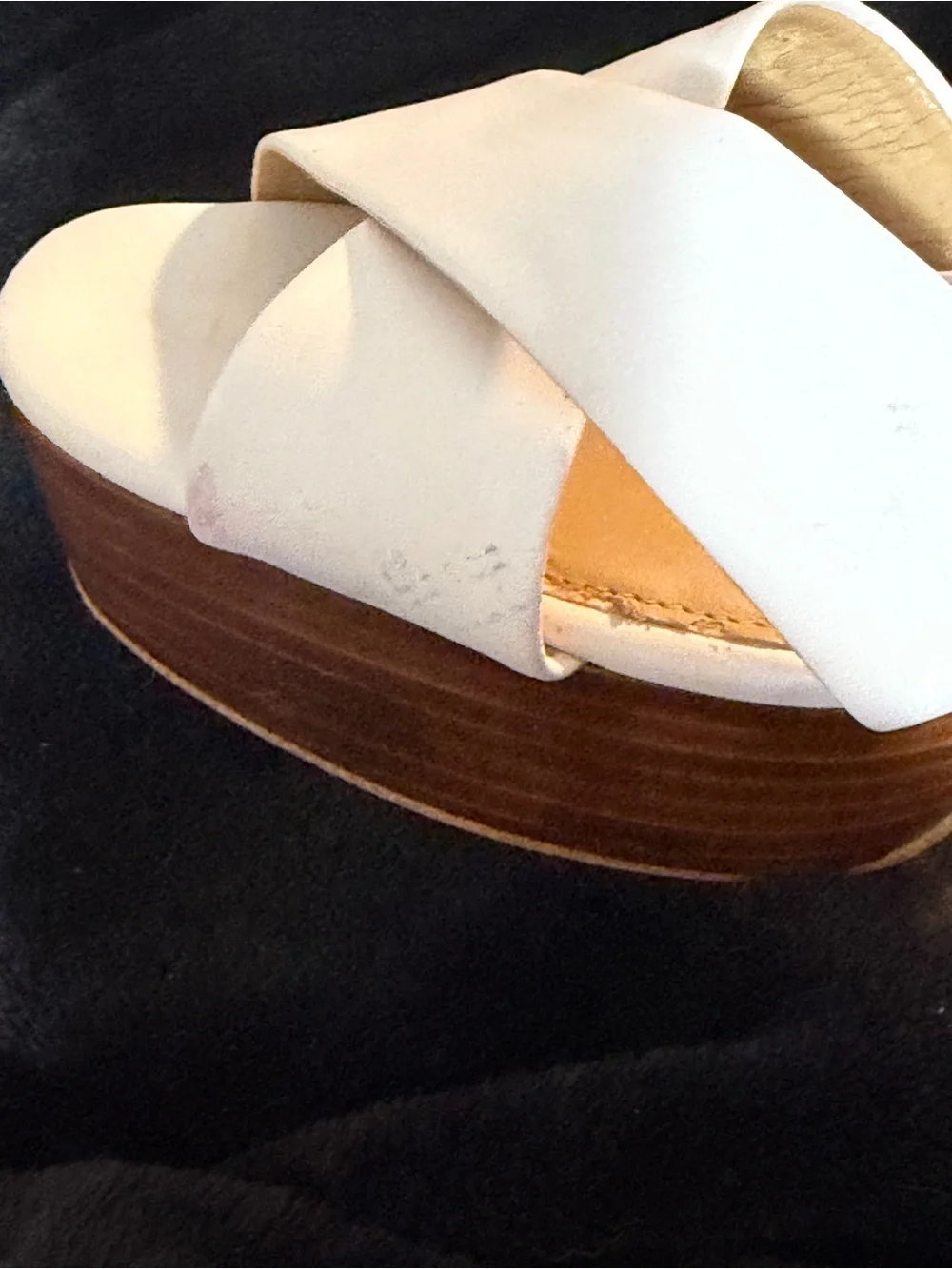 Michael Kors White Leather Cross-Strap Platform Sandals-size 10-Good Cond.